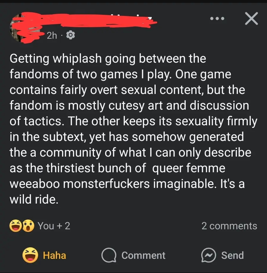 A screenshot of a social media post with a dark background and white text, describing the user's experience of contrasting…