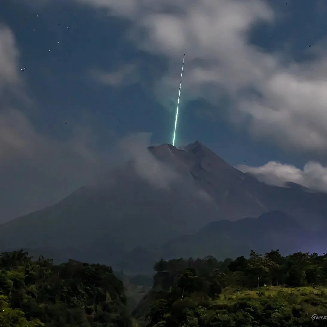 A Meteorite's Close Encounter with Indonesia's Fiery Volcano