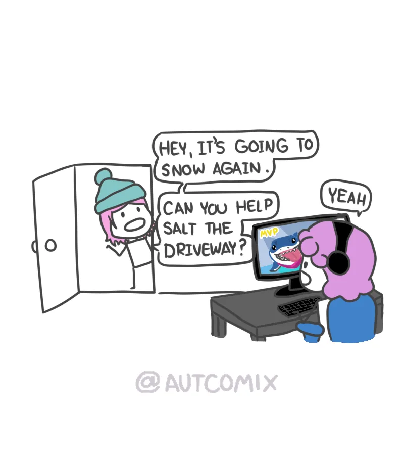 A cartoon depicts a person in a winter hat standing in a doorway asking another person, who is sitting at a desk with a…