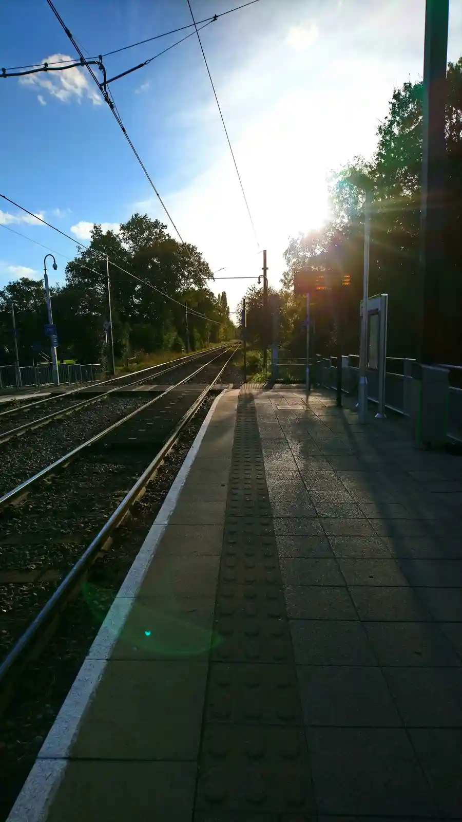 Chasing the Autumn Sun at the Tram Platform