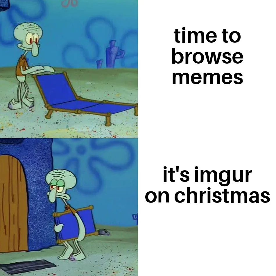 The image is a two-panel meme featuring the animated character Squidward from SpongeBob SquarePants. In the top panel, he…