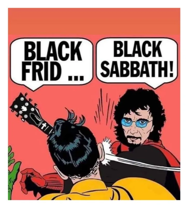 A comic panel shows a man in a yellow shirt with a guitar, viewed from behind, as another man with glasses and a red cape…
