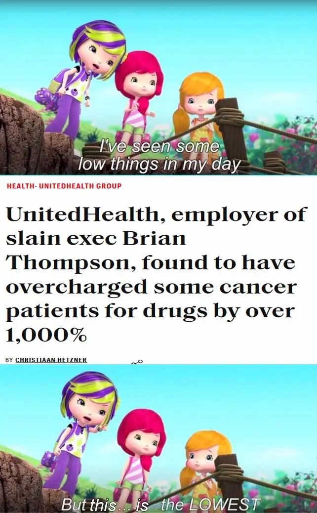 The image is a three-panel meme using characters from the animated series 'Strawberry Shortcake'. The top and bottom panels…