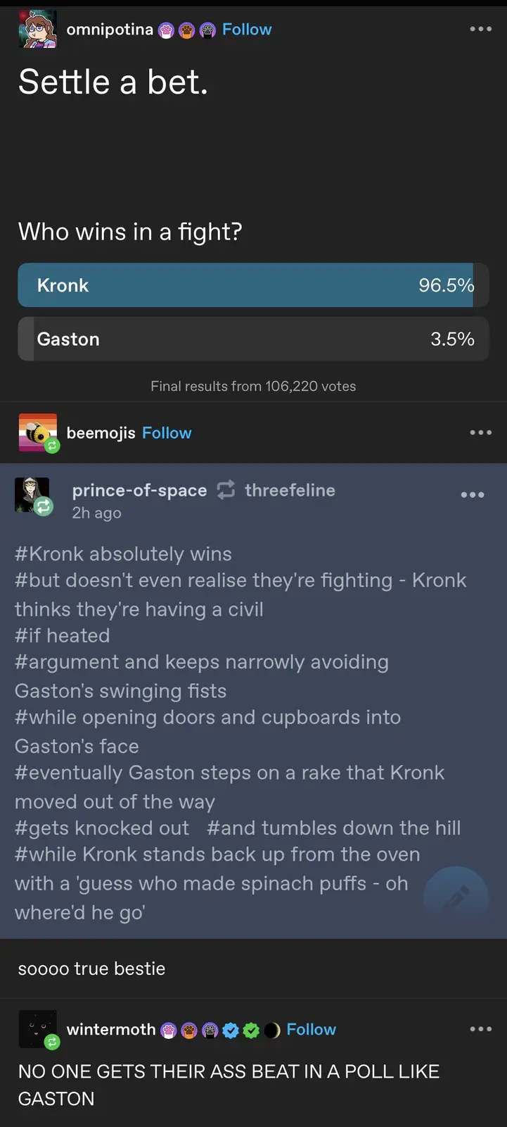 Epic Showdown: Kronk Takes on Gaston