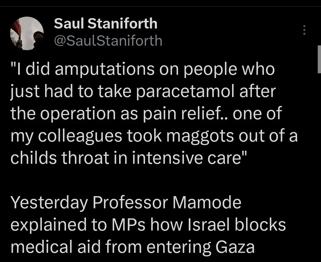 A screenshot of a tweet by Saul Staniforth showing a quote about extreme medical procedures, followed by a statement about…