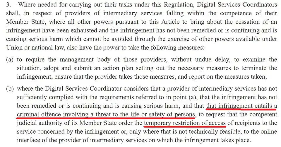 The image displays a dense legal text excerpt from a regulation, with two specific phrases underlined in red: 'that that…