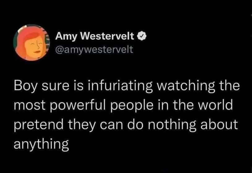 A screenshot of a tweet by Amy Westervelt, whose profile picture is a cartoon woman with red hair. The tweet text reads…
