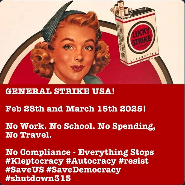 A vintage-style advertisement featuring a smiling woman with curled hair and a headscarf, next to a Lucky Strike cigarette…