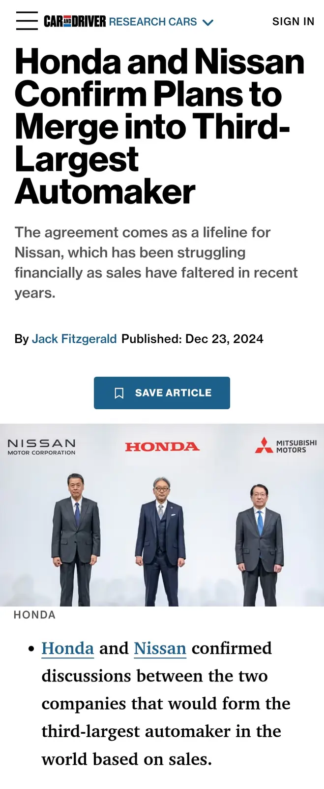 Are they really elevating Nissan to Honda's level?