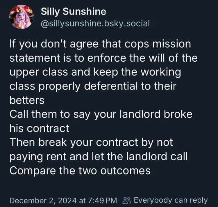 A screenshot of a social media post by 'Silly Sunshine' on a dark background, displaying white text that outlines a…