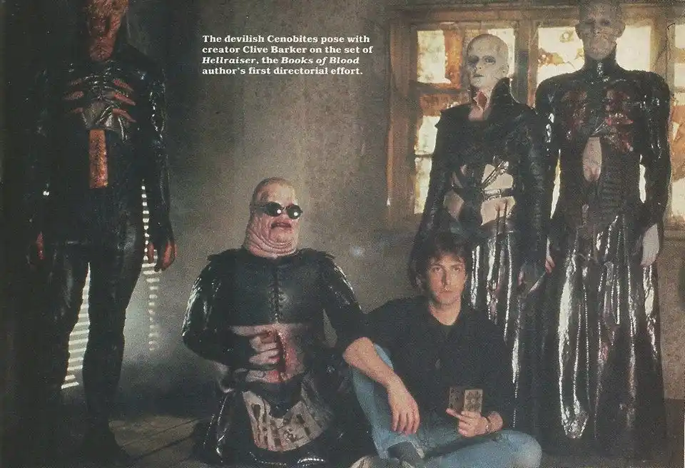Clive Barker Posing with His Iconic Cenobites