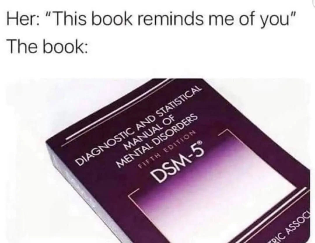 The image shows a close-up of the cover of the DSM-5, the Diagnostic and Statistical Manual of Mental Disorders, Fifth…
