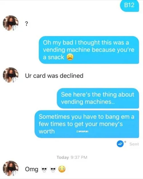 A screenshot of a text conversation where one person apologizes for thinking the other is a snack, leading to a card…