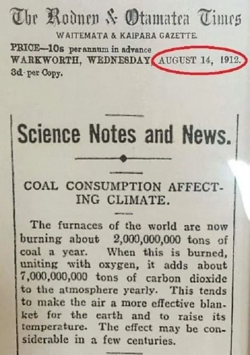 A 1912 newspaper clipping from 'The Rodney & Otamatea Times' features an article titled 'Science Notes and News' discussing…