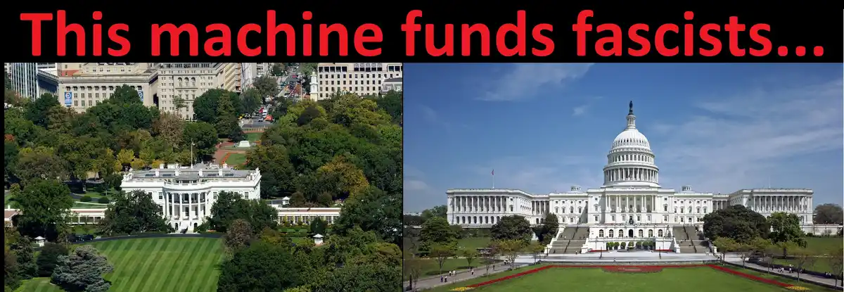 The image displays two side-by-side photos: the White House on the left and the U.S. Capitol Building on the right. Both are…