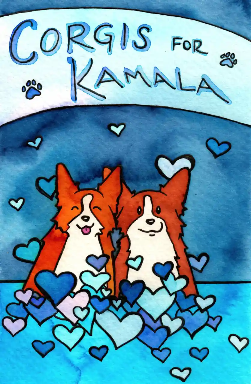 Corgis Rallying for Kamala!