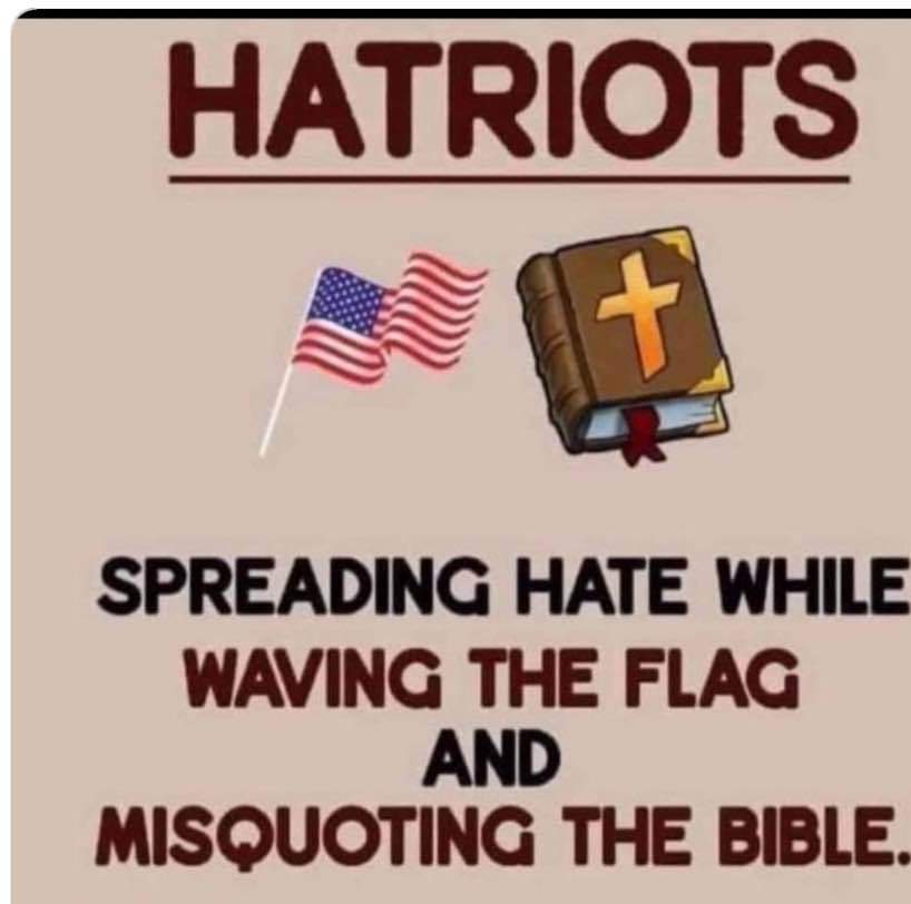 The image displays the word 'HATRIOTS' in large, bold, dark red letters at the top. Below it are two cartoon-style icons: an…