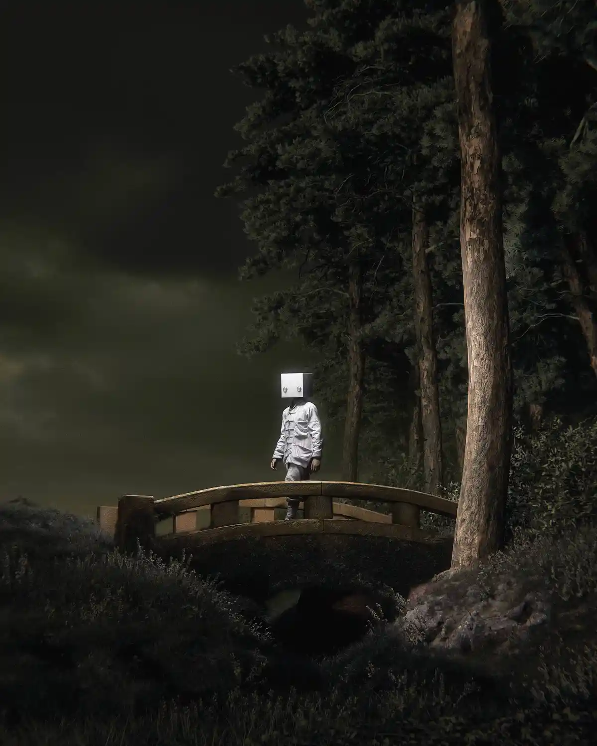 He crosses the bridge, captured by huleeb