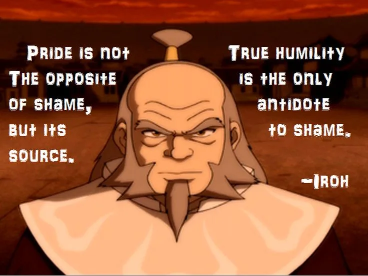 An animated image of the character Iroh from Avatar: The Last Airbender, looking stern and serious with a sunset background…