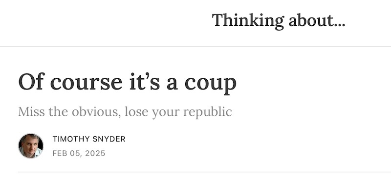 The image displays a mock online article header with the title 'Thinking about...' followed by the bold headline 'Of course…