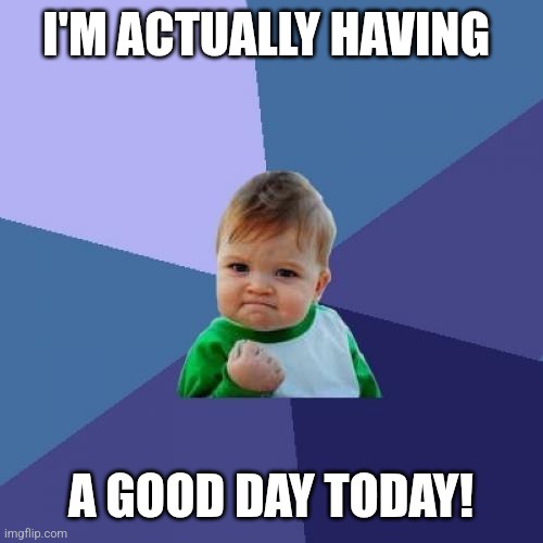 A baby with a smug, self-satisfied expression, wearing a green and white shirt, is shown against a geometric blue and purple…