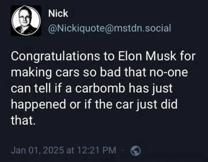 A screenshot of a social media post by a user named Nick, featuring a black-and-white circular profile picture. The post's…