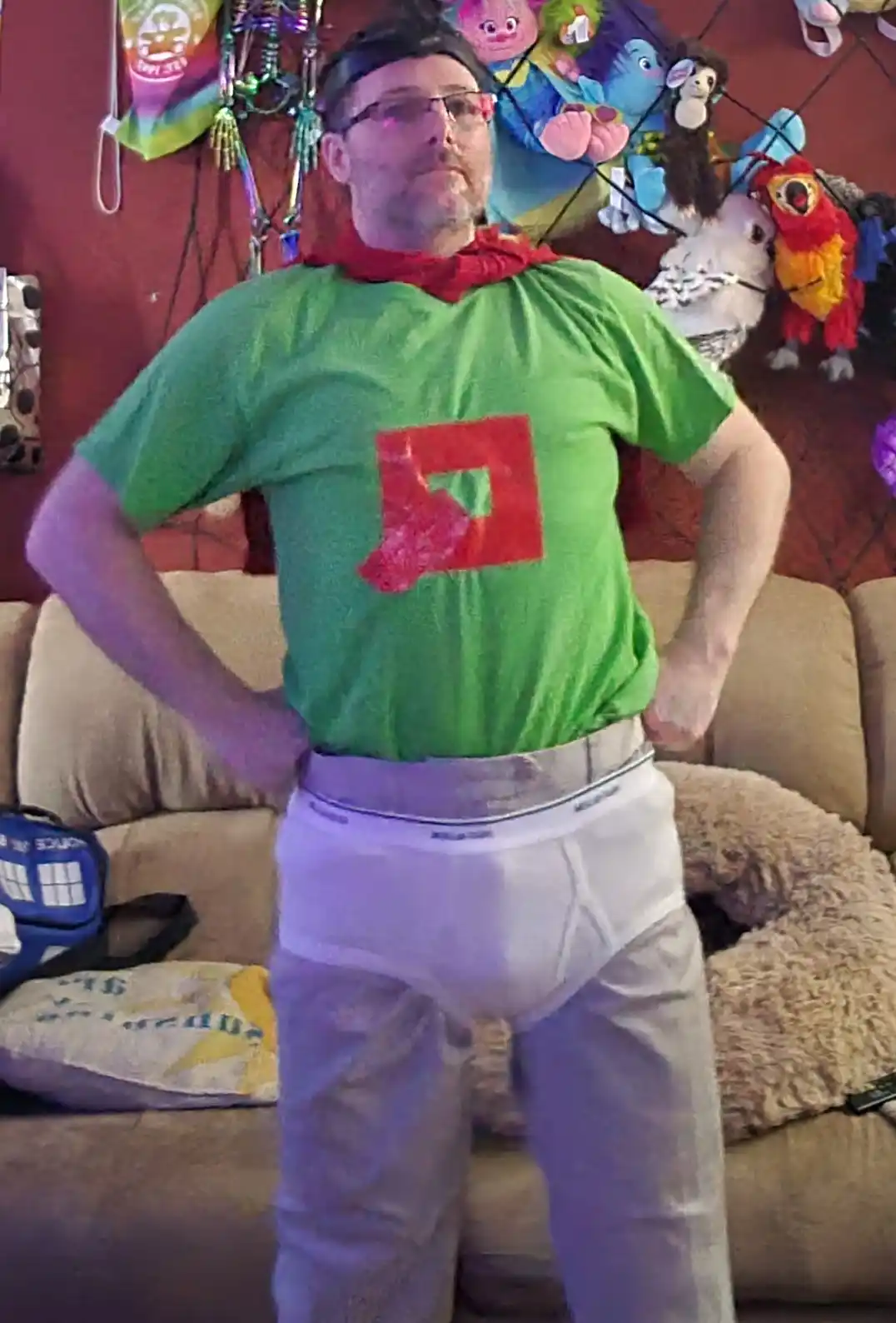 Transforming into Quailman for Halloween!