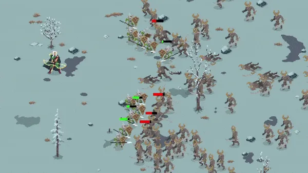 The image displays five side-by-side screenshots from the game 'Mage and Monsters 2', showing escalating combat scenarios…