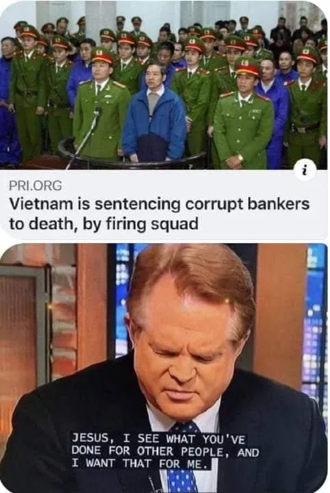The top panel shows a man in a blue jacket standing before a microphone, surrounded by uniformed Vietnamese soldiers. The…
