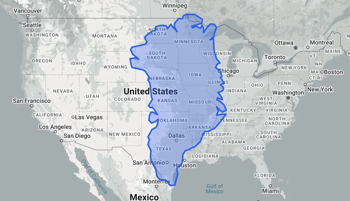 A true size comparison: Greenland versus the US!