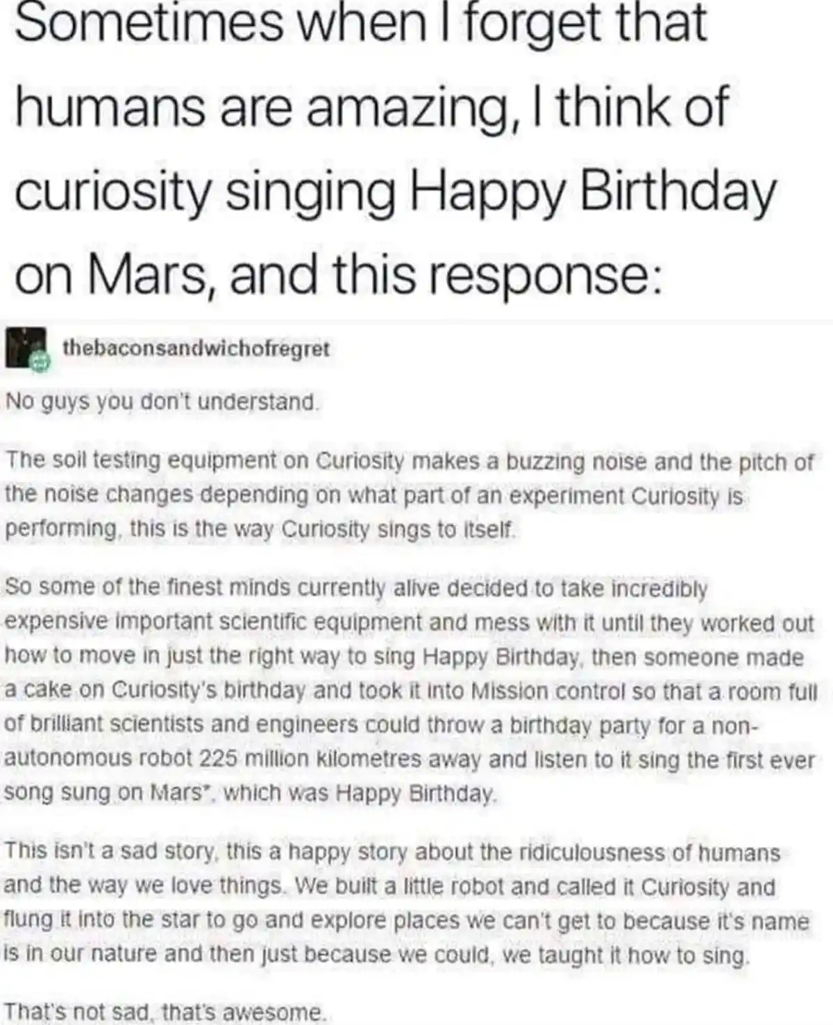 The historic first song performed on Mars