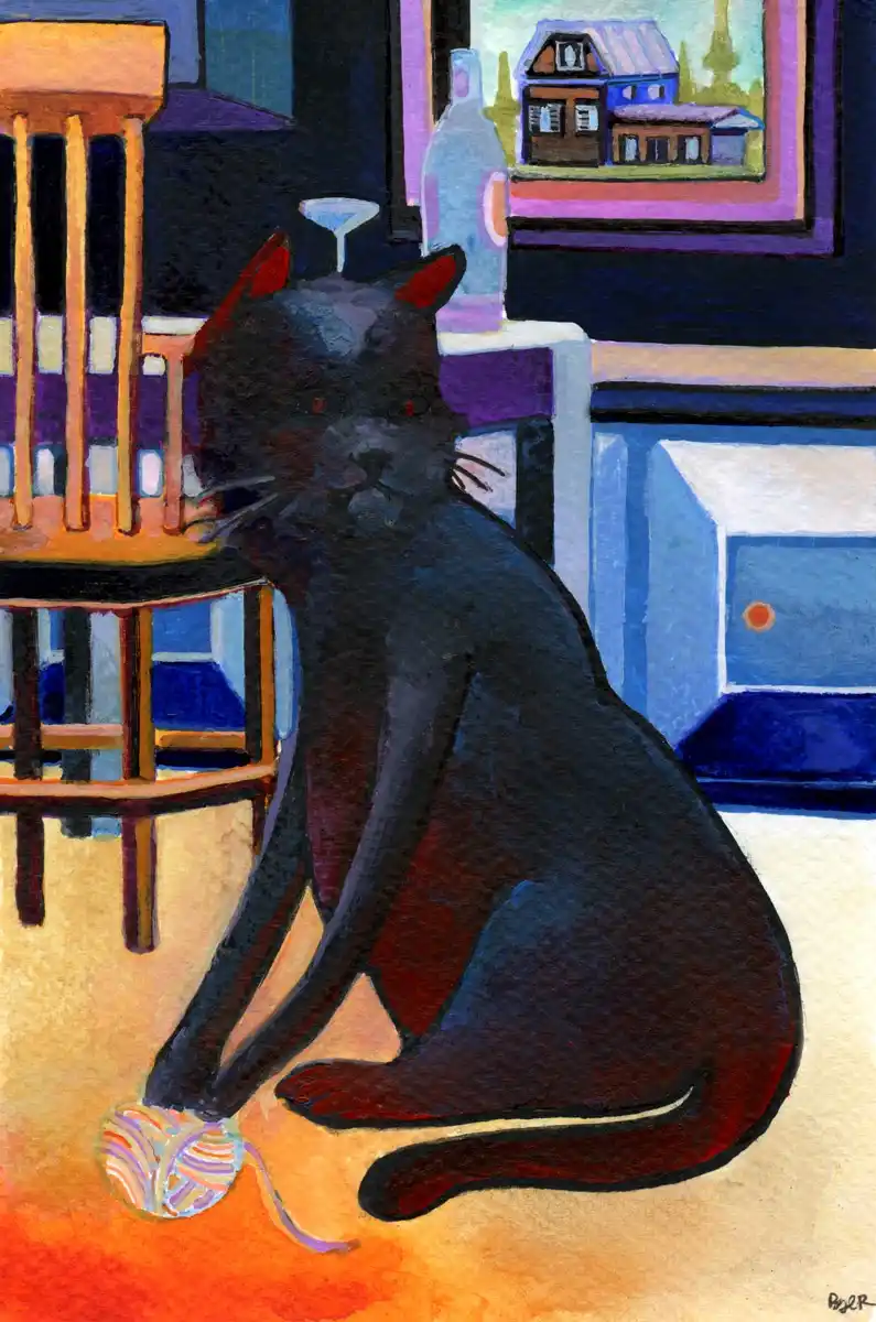 A Playful Cat Embracing the Darkness