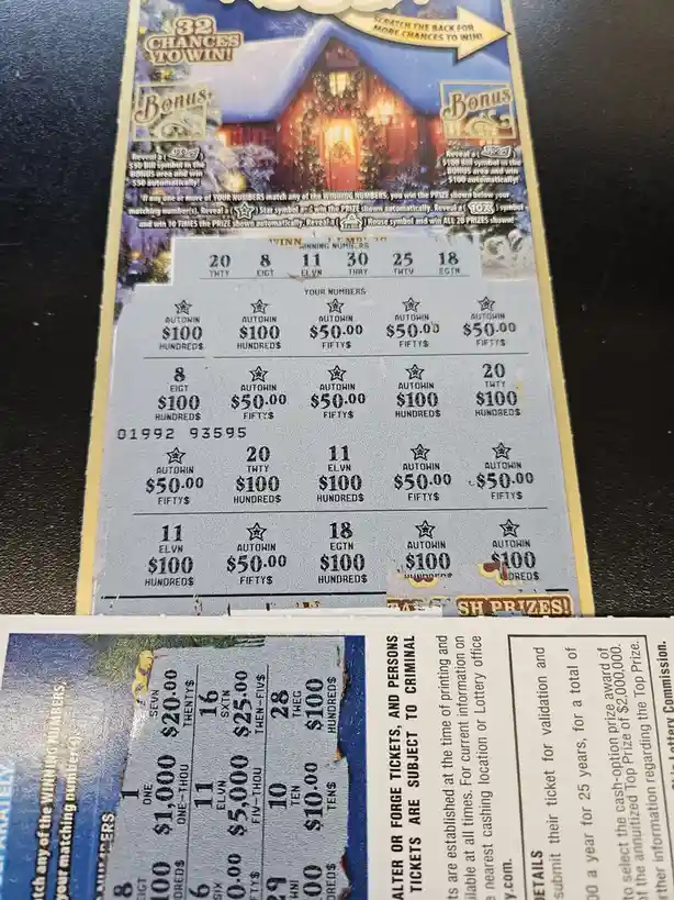 A close-up photo of a partially scratched lottery ticket showing multiple $100 and $50 prizes, with a second ticket below…