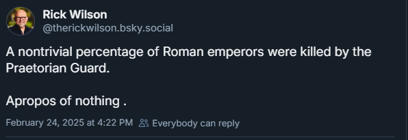 A screenshot of a post by Rick Wilson on a social media platform, showing his profile picture, username, and a tweet stating…