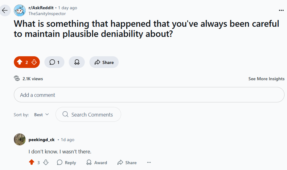 A screenshot of a Reddit comment under the question 'What is something that happened that you've always been careful to…