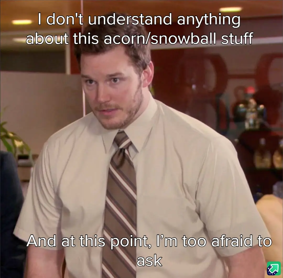 A man in a beige shirt and striped tie looks confused and slightly intimidated, with text overlaid that reads 'I don't…