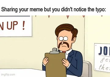 A six-panel comic strip from 'Regular Show' shows a man at a job fair who initially sees a sign that says 'N UP!' but later…