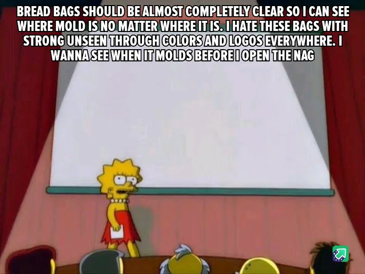 A still from The Simpsons shows Lisa Simpson standing at a podium in front of a blank projection screen, looking frustrated…