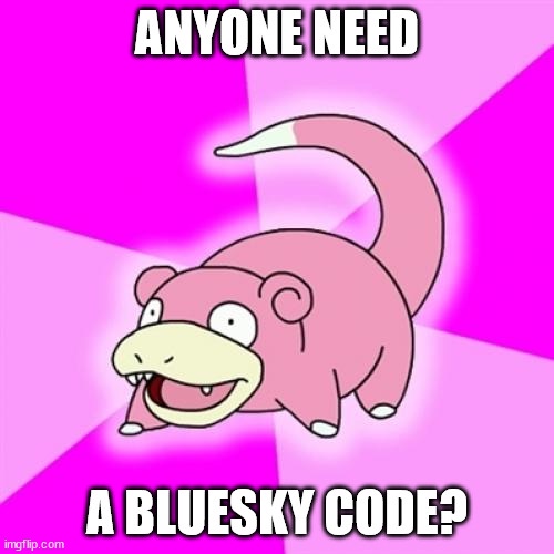 A pink, cartoonish Pokémon named Slowpoke is shown against a bright pink, radiating background. The text at the top reads…